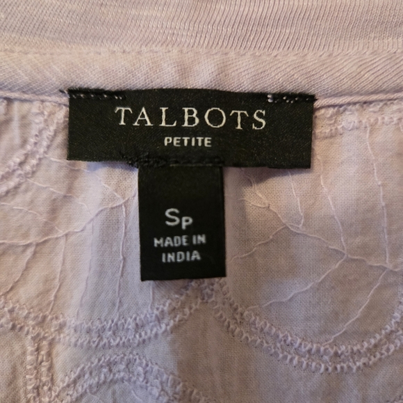 Talbots Lace Sleeve Tee - Lavender - Picture 2 of 3